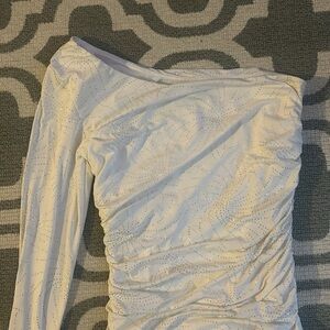 White and Glitter Forever 21 One Sleeve Rouged Dress